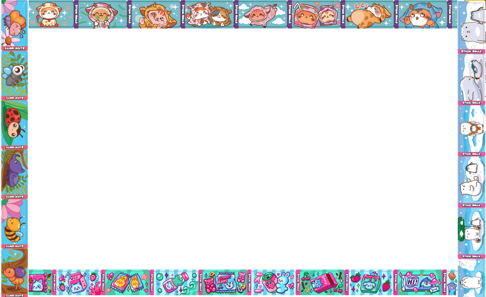 Assorted Sticker Rolls stickers forming a frame.