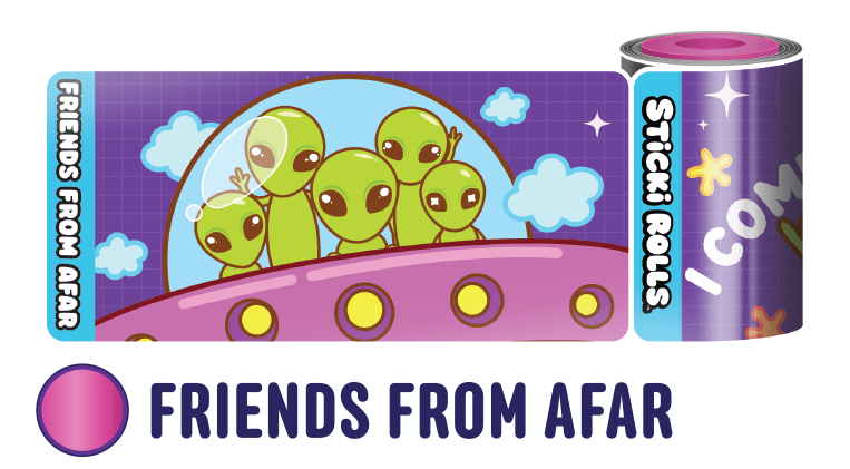 A Sticki Rolls Fantasticks Friends from Afar design featuring aliens inside a spaceship.