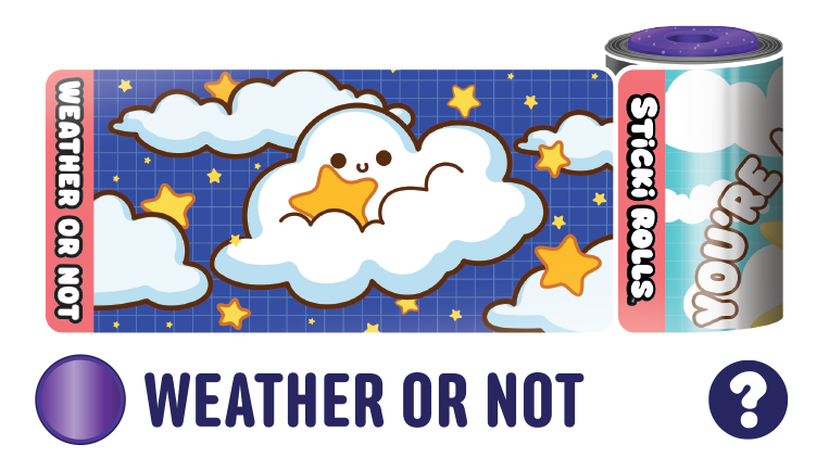 A Sticki Rolls Fantasticks Weather or Not design of a cloud with stars.