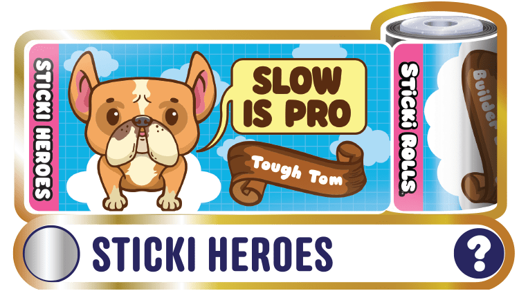 A Sticki Rolls Fantasticks Sticki Heroes design of a brown dog.