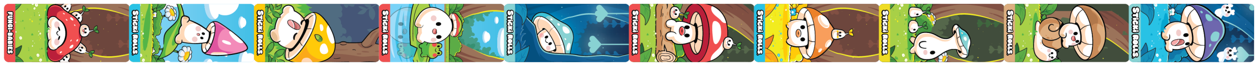 Animated Fungi-Babies sticker collection featuring fungi illustrations.