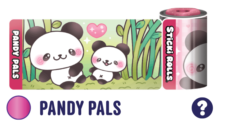 A Pandy Pals sticker design featuring two pandas sitting together surrounded by bamboo.