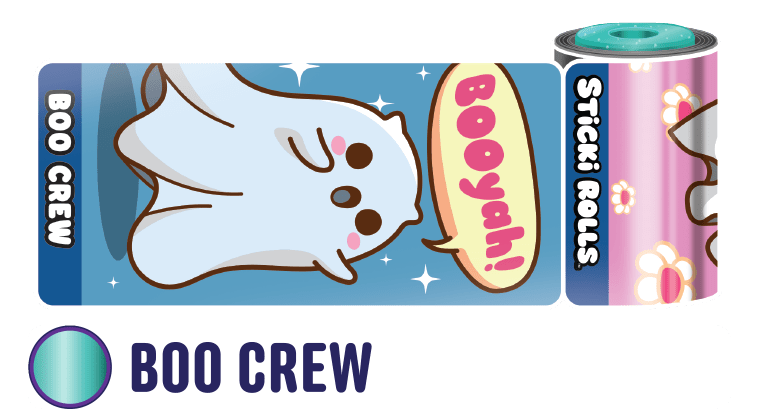 Boo Crew Sticki Rolls design of a ghost trying to scare someone.