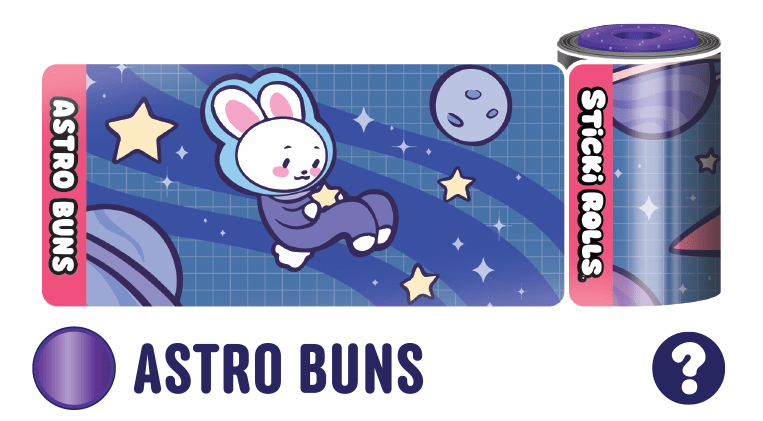 An Astro Buns Sticki Rolls design of a space bunny holding a star.