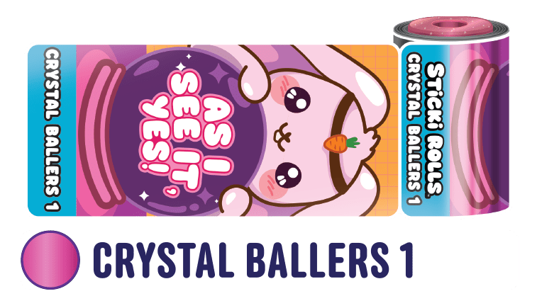 A Crystal Ballers 1 sticker roll featuring a design of a bunny fortune-telling.