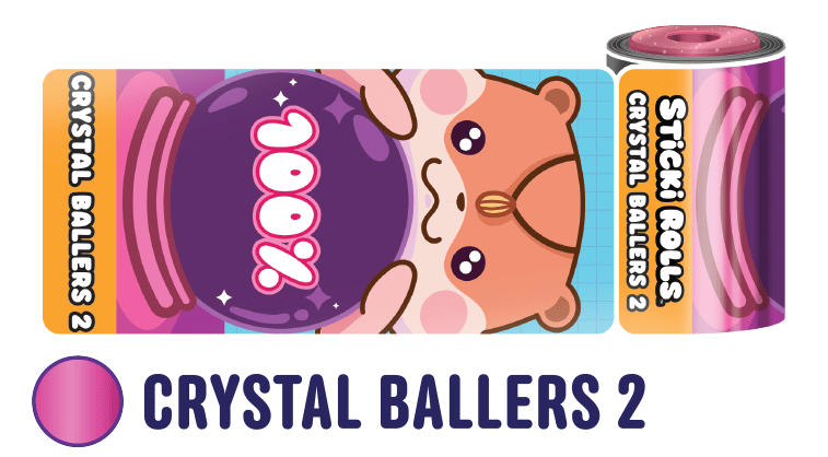 A Crystal Ballers 2 sticker roll featuring a design of a bear fortune-telling.