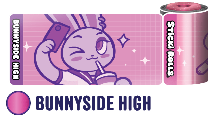 A BunnySide High sticker design featuring a bunny taking a selfie.
