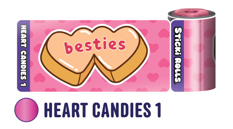 A Heart Candies 1 sticker design featuring a heart candy with a text that reads "Besties."