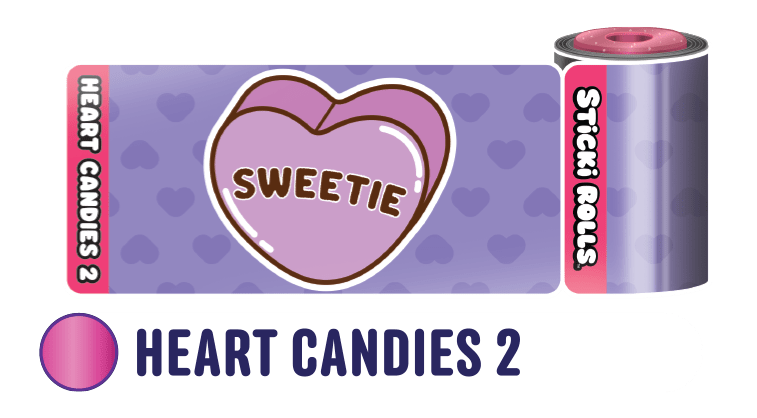 A Heart Candies 2 sticker design featuring a pink heart candy with the word "Sweetie."