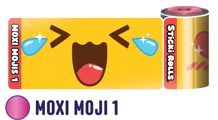 A Moxi Moji 1 sticker design of a laughing face with tears emoji.