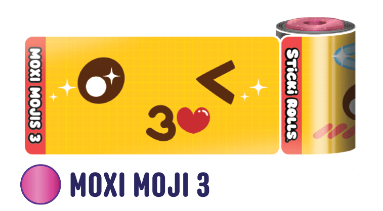A Moxi Moji 3 sticker design of a kiss emoji.