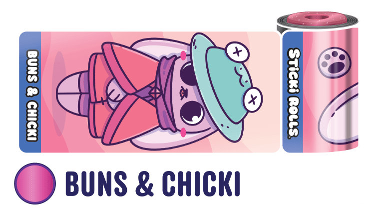 A Buns & Chicki sticker design of a rabbit with a frog hat.