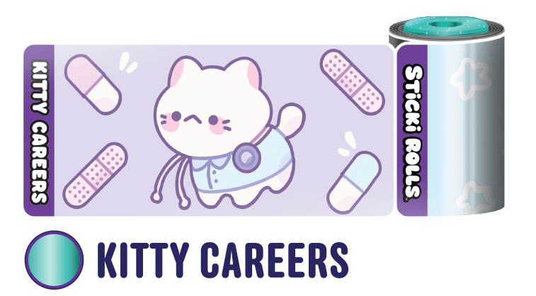 A Kitty Careers sticker design of a cat doctor.