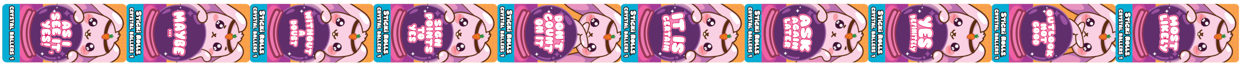 Crystal Ballers 1 sticker collection featuring various playful crystal ball responses.