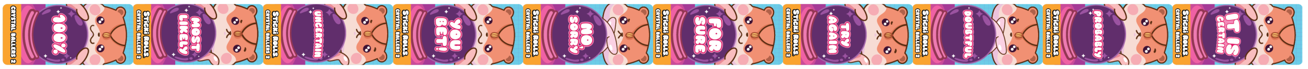 Crystal Ballers 2 sticker collection featuring various playful crystal ball responses.