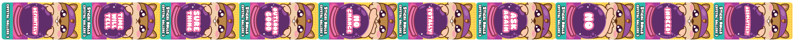 Crystal Ballers 3 sticker collection featuring various playful crystal ball responses.