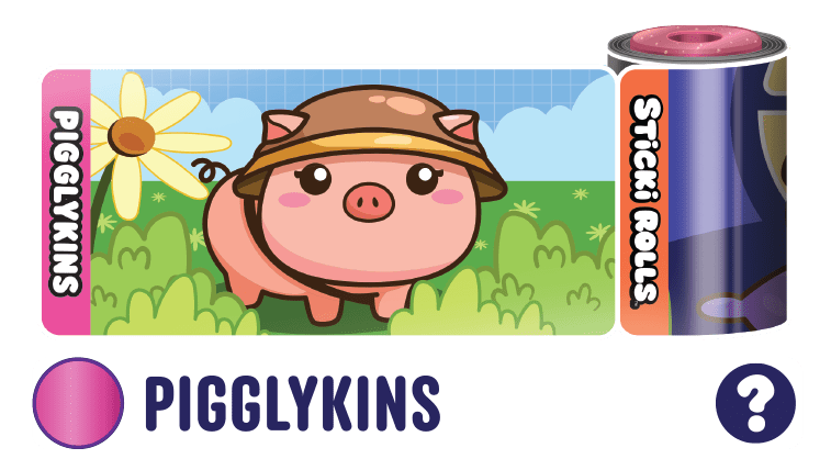 A Pigglykins sticker collection design of a pig with a helmet.