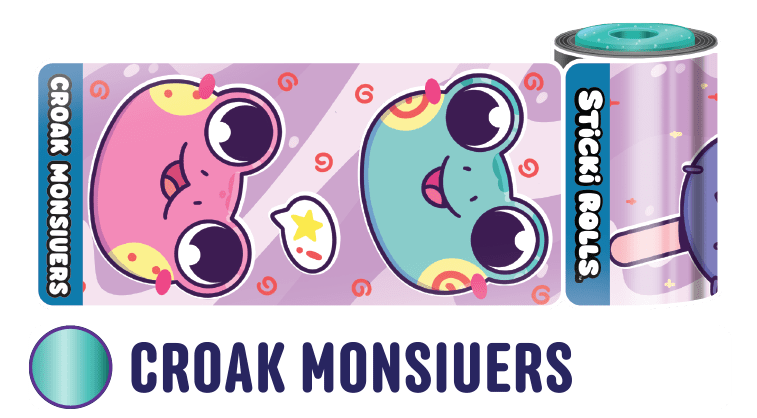 A Croak Monsiuers sticker design of two frogs.
