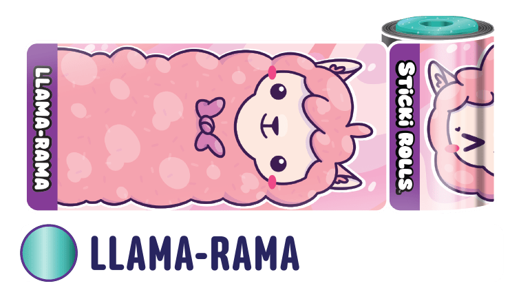 A Llama-Ramasticker design of a pink llama.