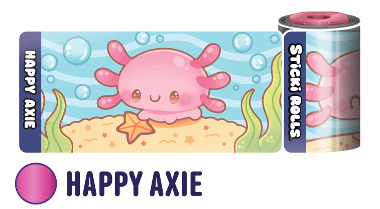 A Happy Axie sticker design of an axolotl.