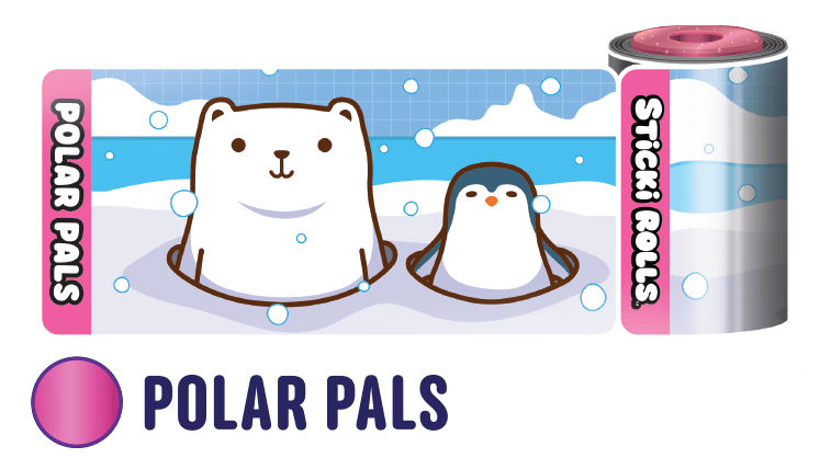 A Polar Pals sticker design of a polar bear and a penguin.