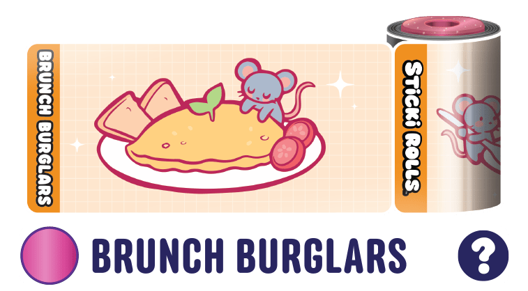 A Brunch Burglars sticker design of a mouse on a plate of food.