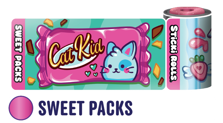 A Sweet Packs sticker design of a Cat Kid candy.