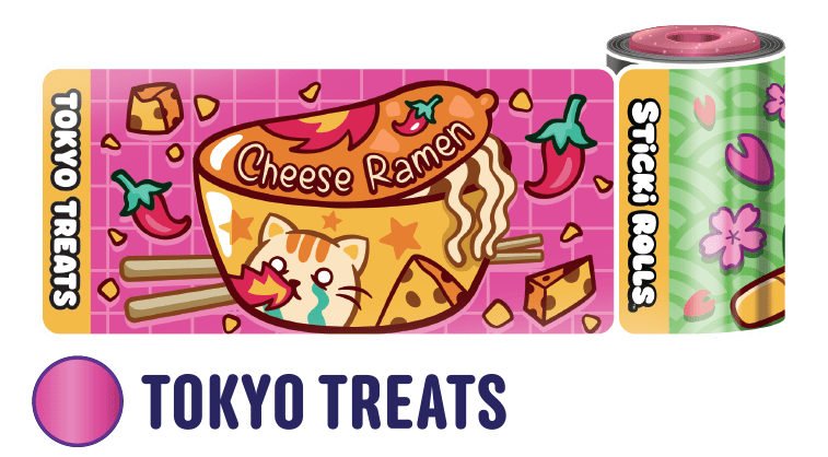 A Tokyo Treats sticker design of a cheese ramen.