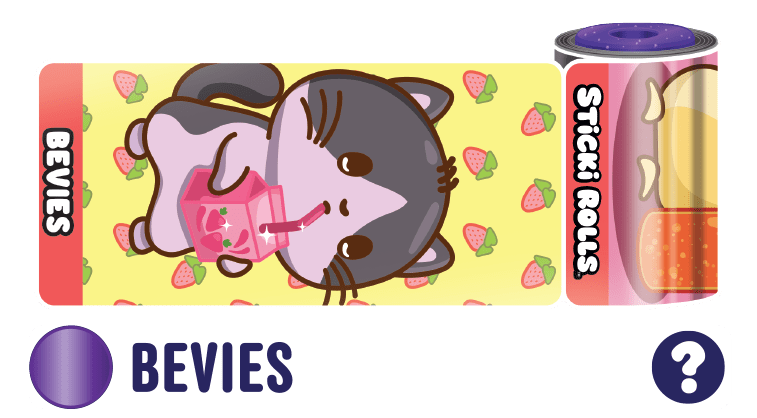 A Bevies sticker design of a cat drinking milk.
