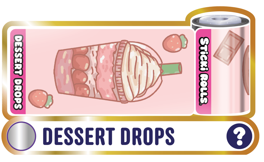 A Dessert Drops sticker design featuring a milkshake.