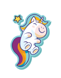 A unicorn with a star sticker design.