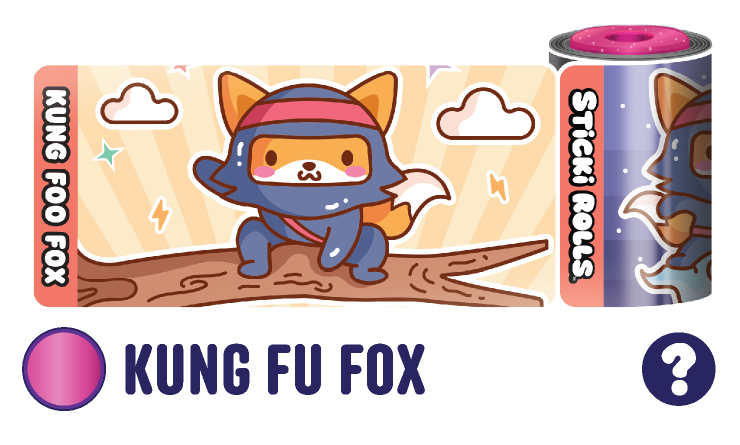 A Kung Fu Fox sticker design featuring a sitting fox.