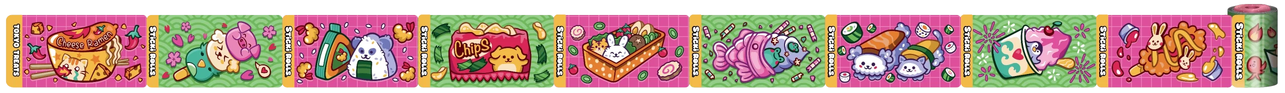 Designs featuring Japanese goodies from the Tokyo Treats sticker collection.