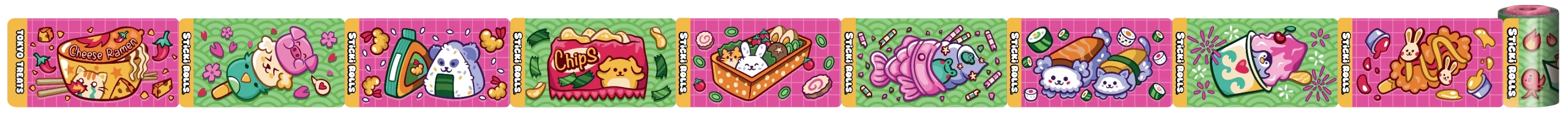 Tokyo Treats sticker collection featuring Japanese-themed designs.